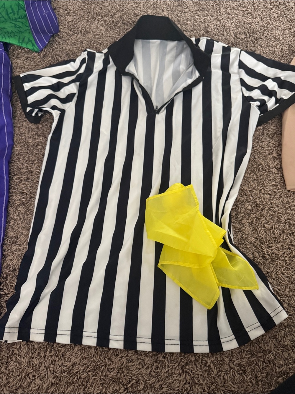 Kids Black & White Striped Referee Polo Shirt